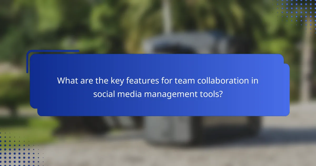 What are the key features for team collaboration in social media management tools?